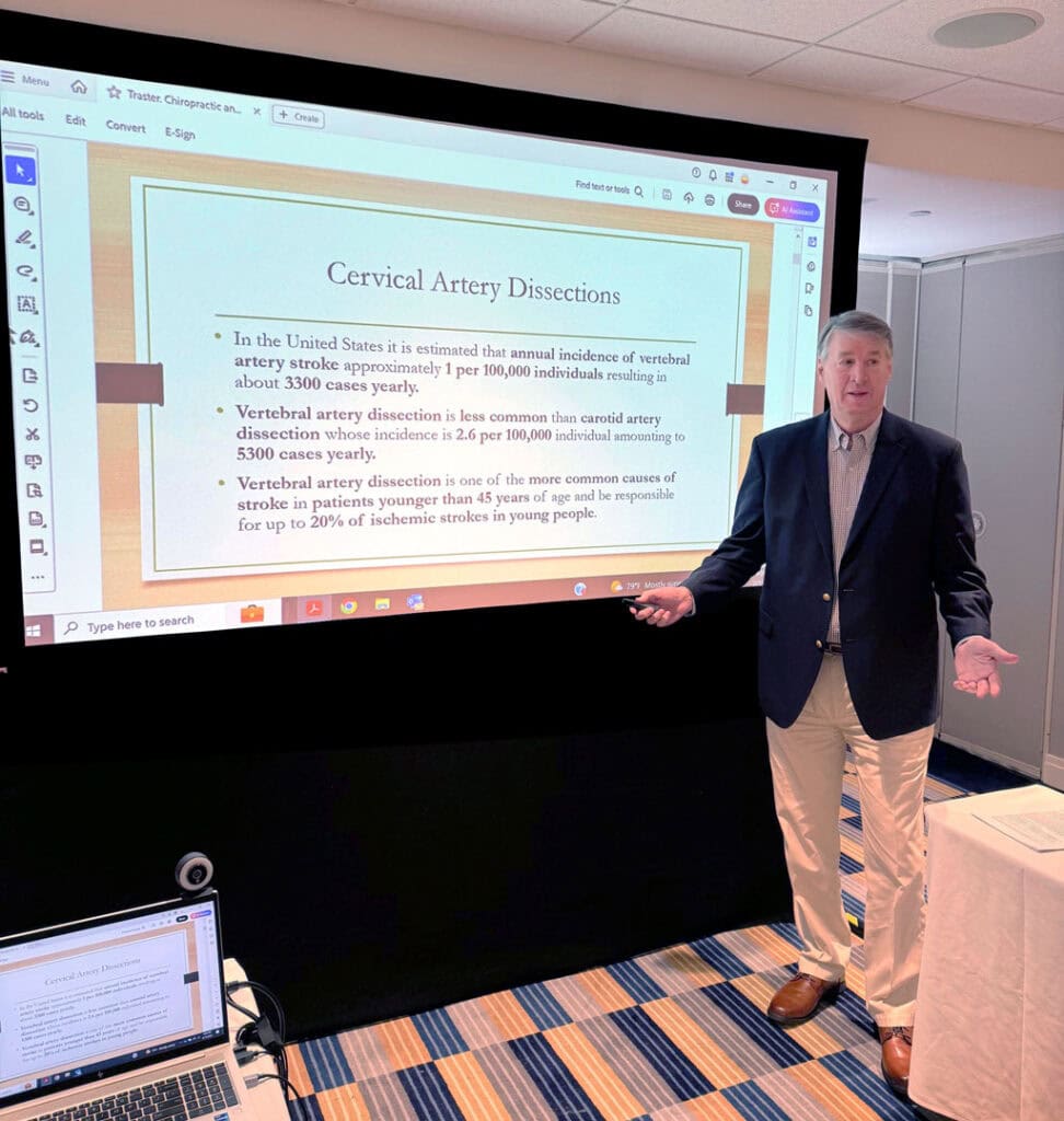 Matt Sowell giving presentation on Cervical Artery Dissections